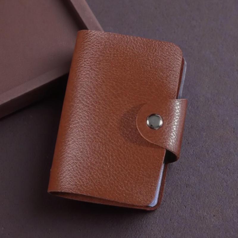 

24 Slots Credit Card Holder Wallet for Men Women Leather Pocket Case Organizer Simple Design кофейный