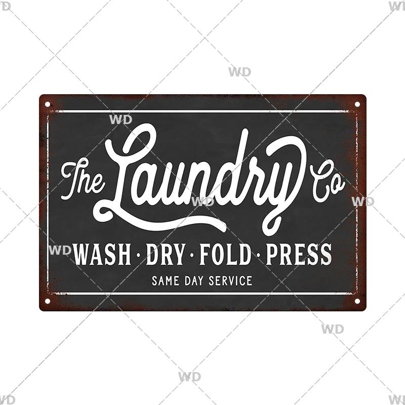 Laundry Vintage Tin Sign Funny Metal Plaque Pin Up Girl Retro Plate Wall Art Painting for Home Room Washroom Posters Decor