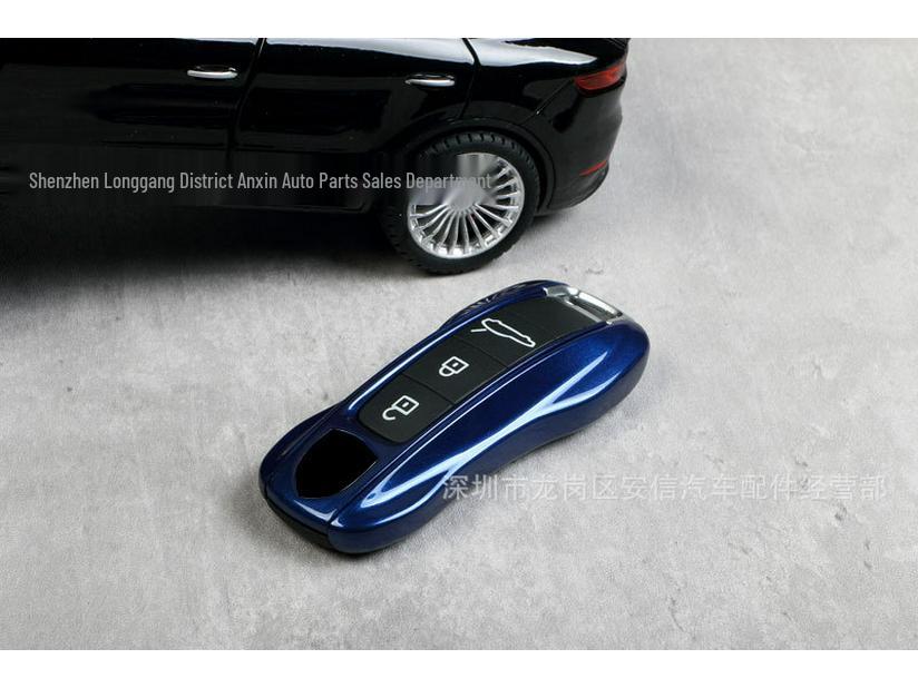 Key Shell for Porsche In Gentian Blue: Fits Cayenne, Macan, 718, Panamera, 911