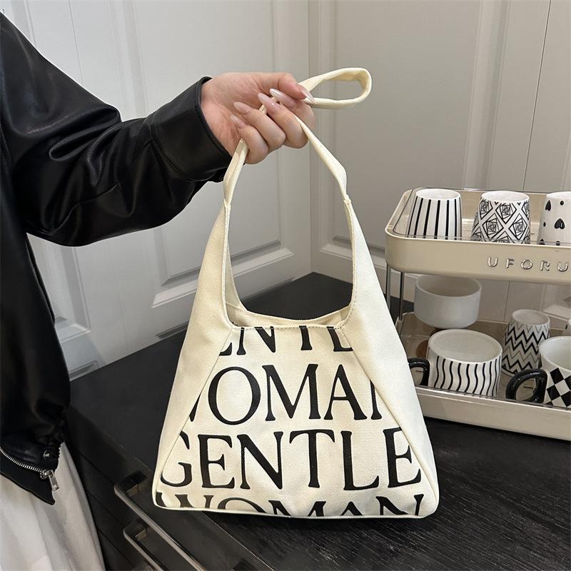 New Alphabet Canvas Bag Women's Versatile Large-capacity Shoulder Bag Tote Bag Going Out Portable Shopping Bag