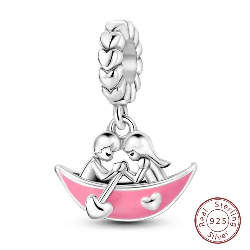 100% Copper Fashion Pink Princess Skirt Bag Lipstick Charms Beads Fit Original Bracelets Diy Jewelry Gifts