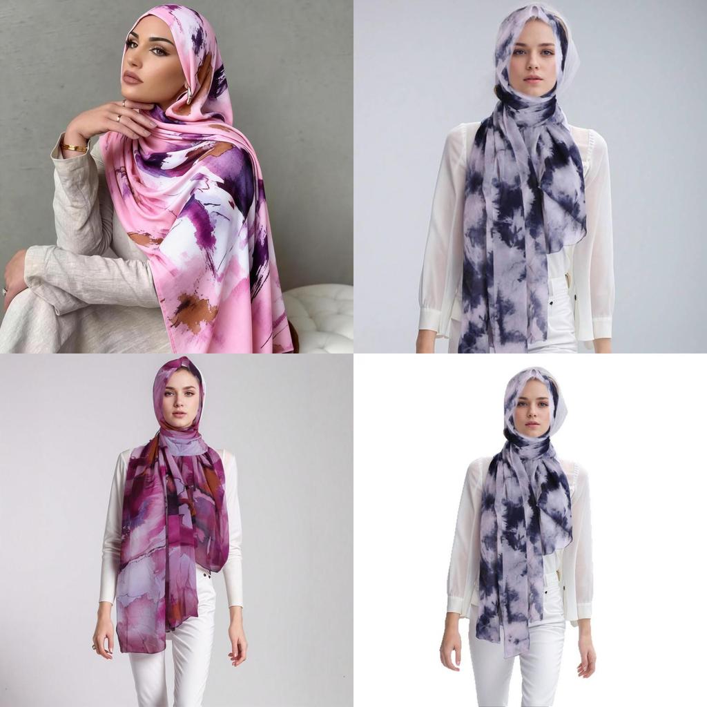 Polyester Digital Printed Scarves With Dye Printing Design For Summer Womens Fashion Accessory