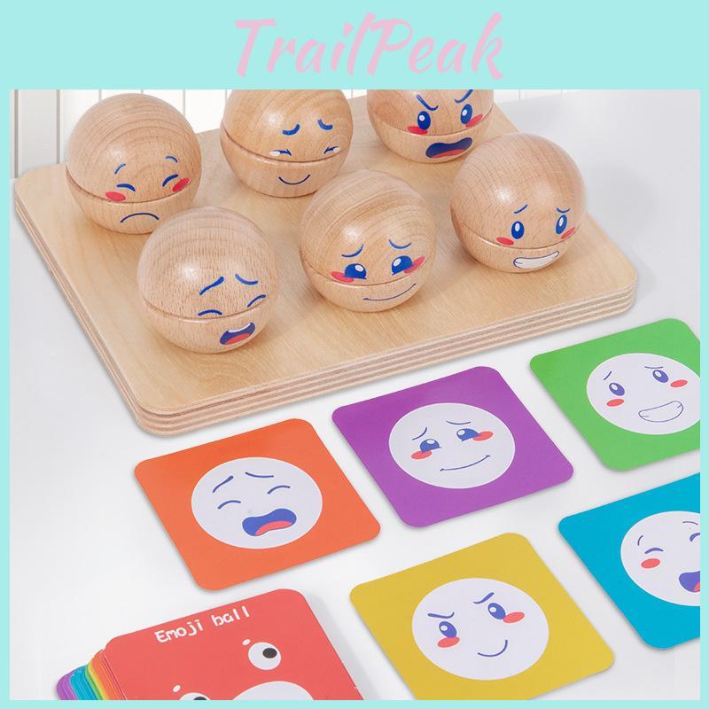 Wooden Emotional Expression Matching Ball Learning Toy Children Play Interactive