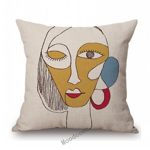 Picasso Abstract Cartoon Face Oil Painting Cotton Linen Home Decorative Sofa Pillow Case World Famous Car Cushion Cover