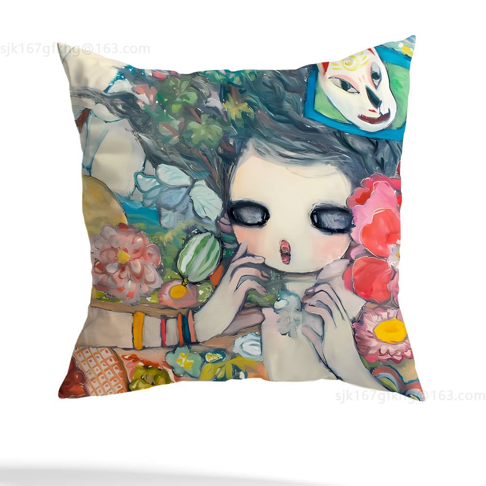 Aya Takano Pillow Case Sofa Living Room Bedroom Headboard Backrest Cushion Square Cushion Nap Time