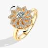 Bague Anti-Stress et Anxiété pour Femmes Plante Fleur Couleur Or Tourne Librement Fidget Spinner en Métal Anneaux Ouverts Réglables Anillo