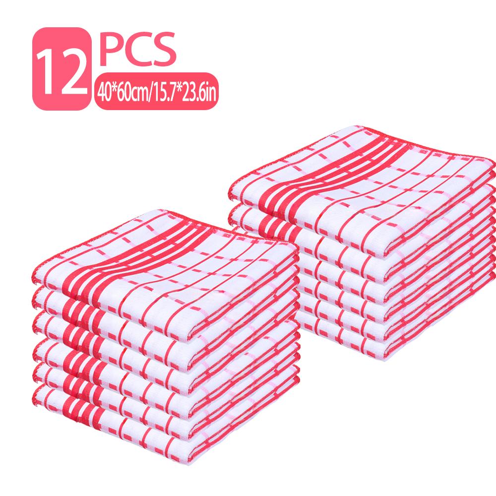 Checkered Kitchen Absorbent Cleaning Cloths, 6/12 Set, Household Dishcloths and Tablecloths, Easy-to-clean Household Cloths.