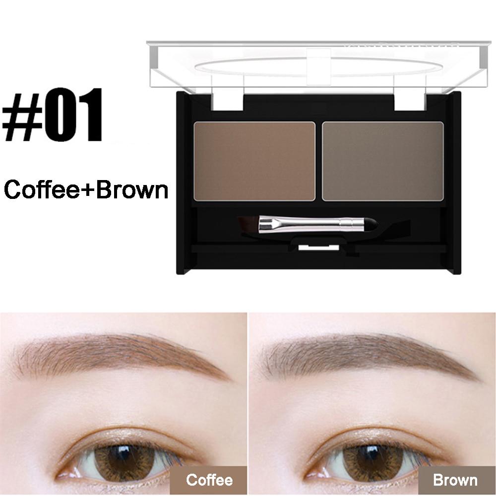 Eyeshadow Cake Makeup 2 Color Waterproof Eyebrow Powder Eye Shadow Eye Brow Palette + Brush Eyebrow Enhancer Professional