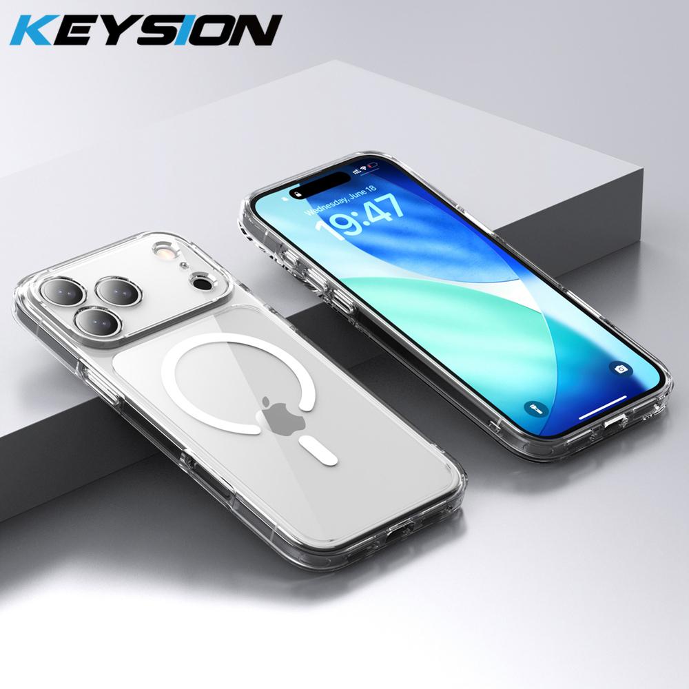 KEYSION Shockproof Transparent Case for MagSafe for iPhone 17 Pro Max Clear TPU+PC Magnetic Wireless Charging Phone Back Cover
