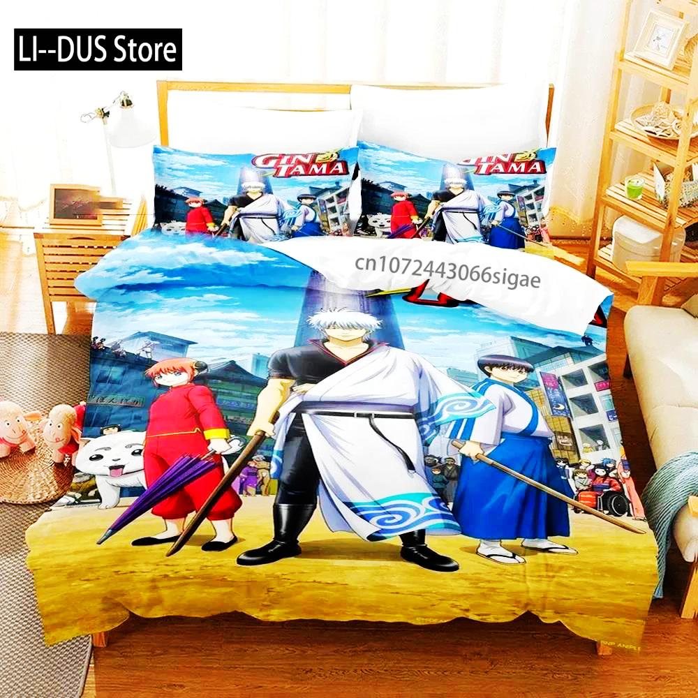 3D Printed Gintama Bedding Set Anime Gintoki Sakata Duvet Cover Double Twin Full Queen King Adult Boys Bedclothes Quilt Cover