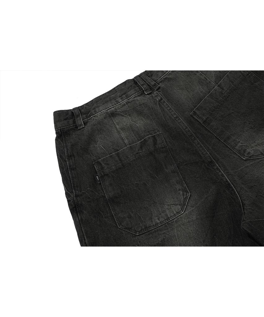 CPGN STUDIO Tie-Dye Bermuda Double-Pleated Denim Shorts Black
