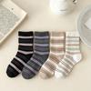Women's Striped Terry Socks - Extra Thick, Warm, and Soft Mid-Calf Socks for Autumn and Winter
