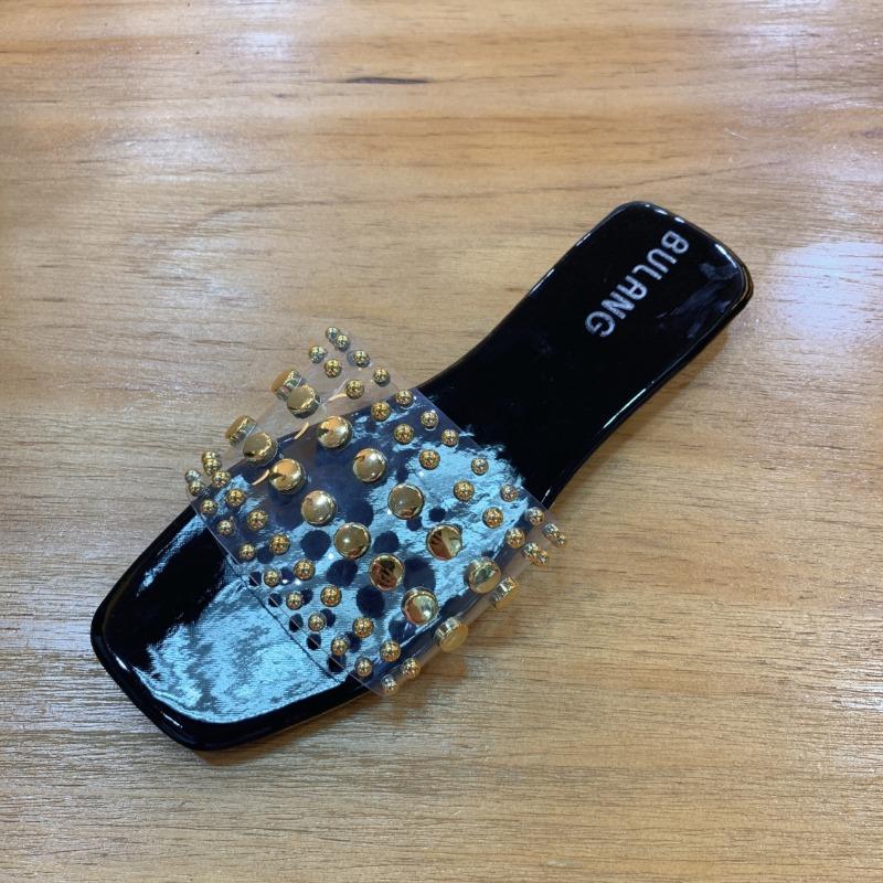 

Fashion Summer Rivet Square Toe Fashion Versatile Comfortable Flip Flops Sandals Women Slippers 42 чёрный