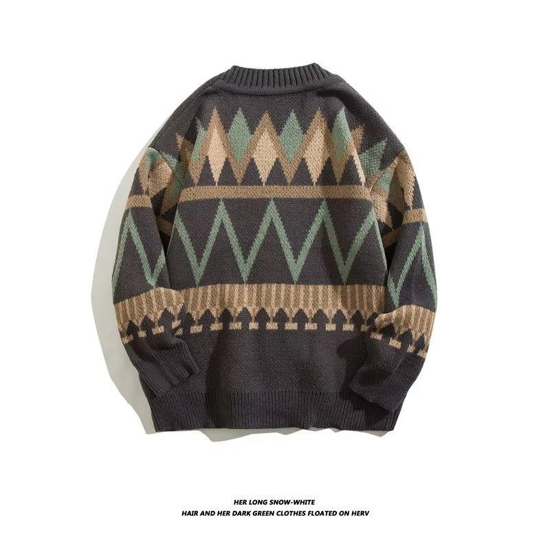 Cardigans Herren Klassisch Fortgeschritten Jugendlich Japanischer Stil V-Ausschnitt Paneeliert Herbst Winter Lässige Strickware Beliebte Pullover Cardigans