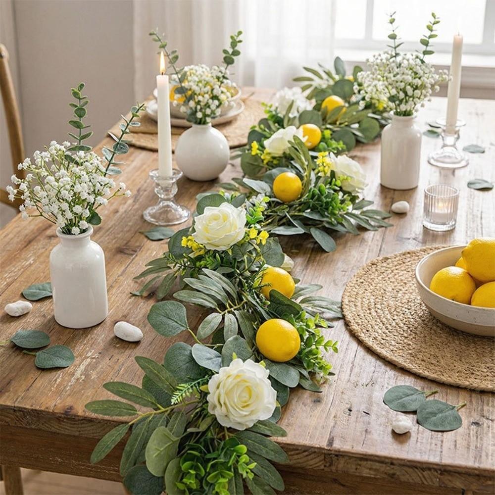 Greenery Artificial Lemon Garland Realistic Faux Lemon Wreath Lemon Vine Decor  Outdoor Decor