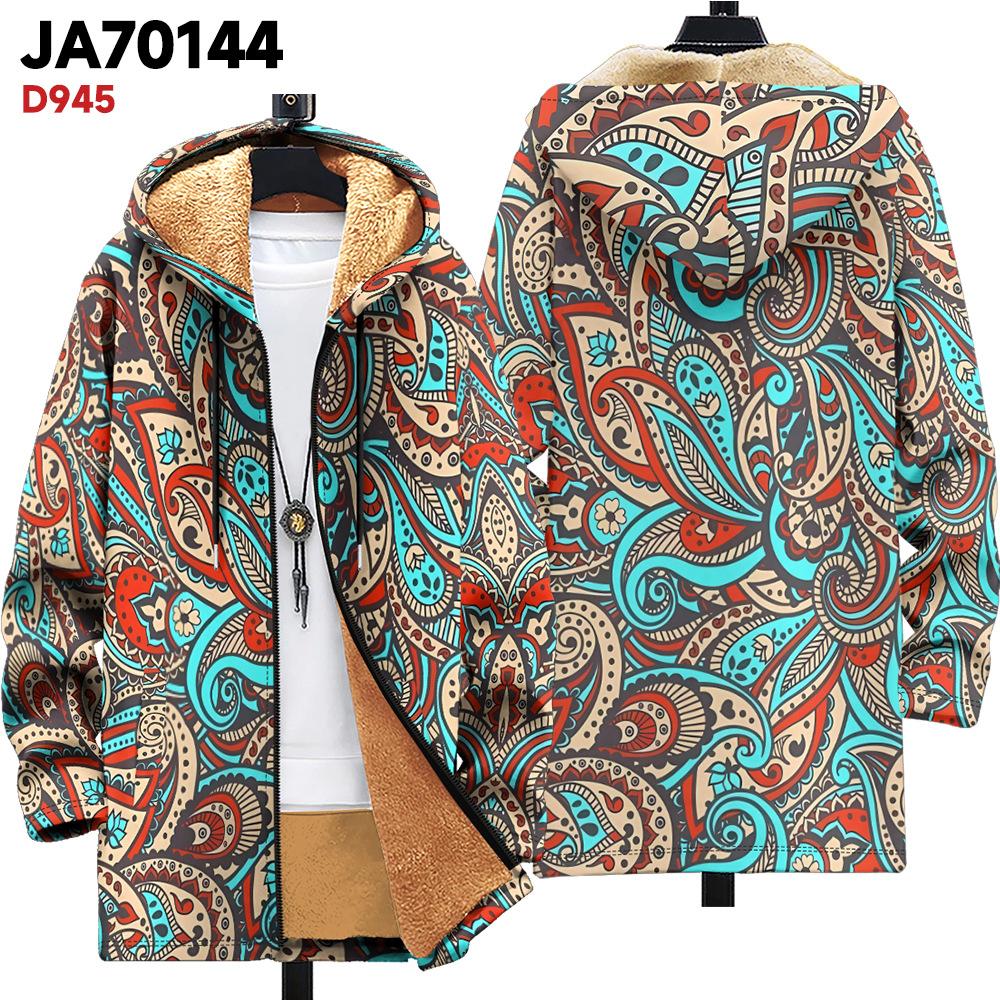 Νέο μπουφάν πολύχρωμα στοιχεία μοτίβου B1 φερμουάρ ζακέτα με κουκούλα χοντρό χειμερινό φλις μοντέρνα καπιτονέ ρούχα