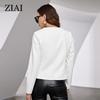 ziai New Spring Autumn Women Short Faux Leather Jacket Casual PU Coat Loose Motorcycle Jackets Fashion Streetwear Oversized Korean Coat YDP-21597