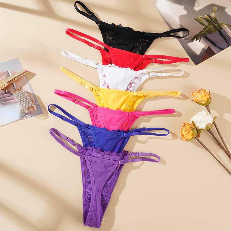 Adjustable Lace Thongs Panties Women Underwear Sexy Thongs Women Low Waist Solid Underwear Seamless Female Underpants Lingerie