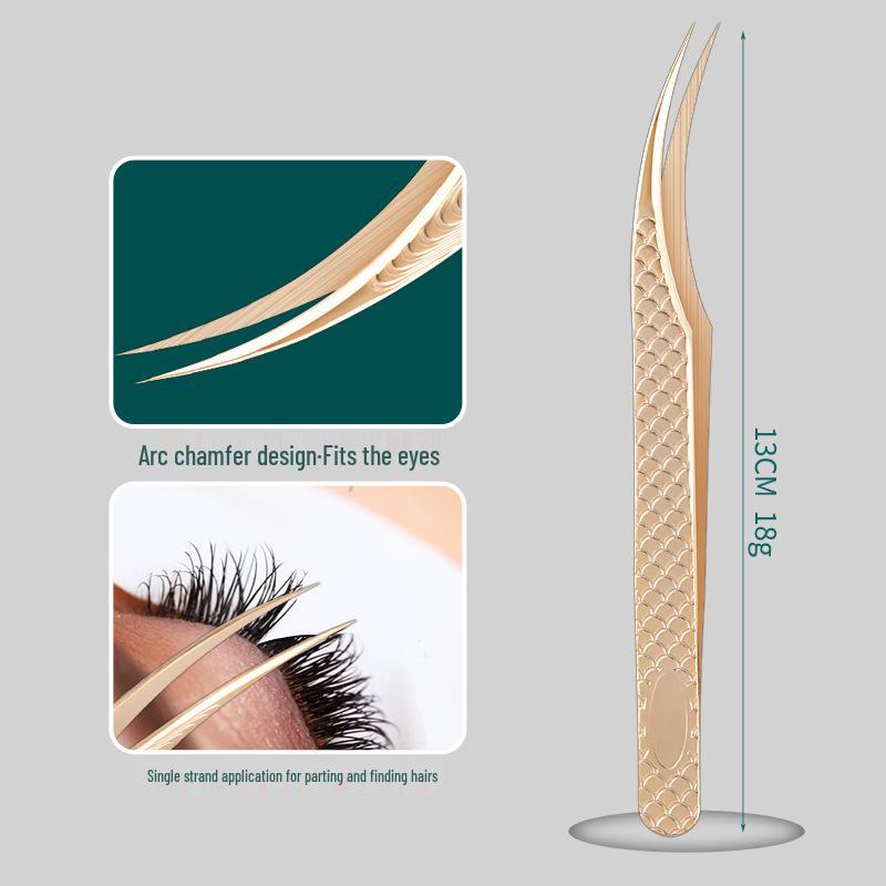 Gold-Plated Precision Eyelash Grafting Tweezers Set