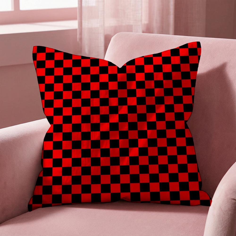 Checkerboard Cushion Cover MultiScene Pillow Cover for Home Car Reversible Soft Durable for Daily Use