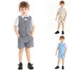 European Striped Short Sleeve Shirt and Bowtie Set for Men