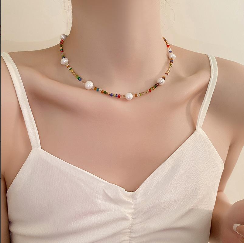 Baroque Water Drop Pearl Fringe Necklace Temperament Collarbone Chain French Retro Necklace Women
