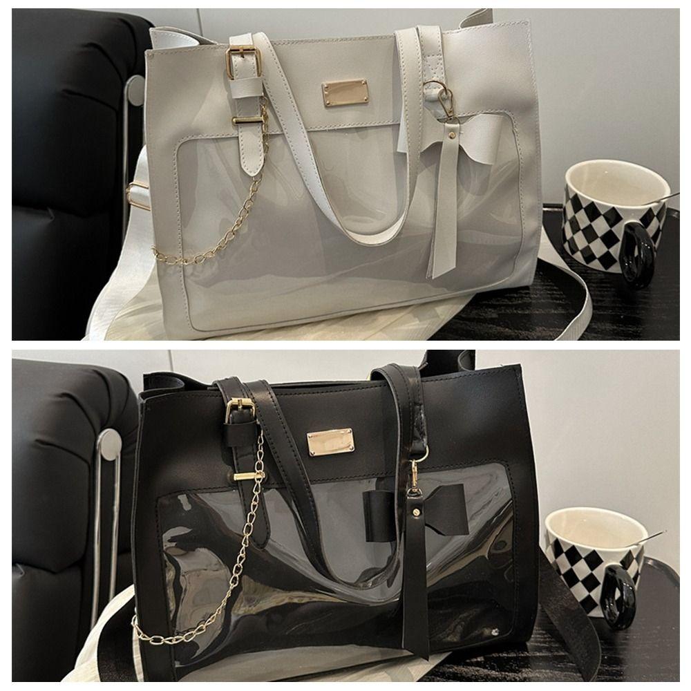 Sac à Bandoulière Y2k JK Sac Cabas en Toile à Nœud Mode Sac Itabag Transparent Étudiant