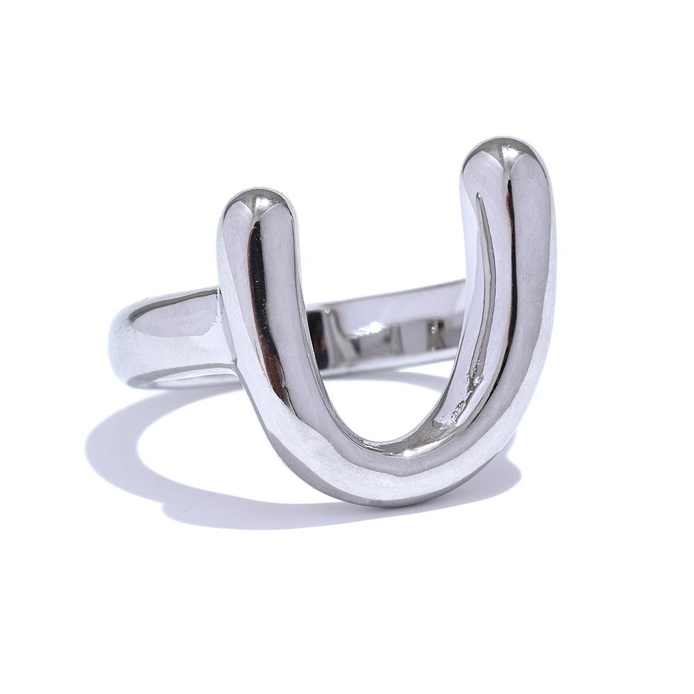 

Yhpup 316L Stainless Steel Metal U-Shape Finger Ring for Women Waterproof Minimalist Texture Trendy Charm Jewelry Accessories 8