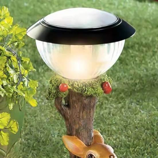 Wetterbeständige Rasenlampe Präzise Detailliert Harz Katze Hund Hase LED Solarleuchte für Zuhause