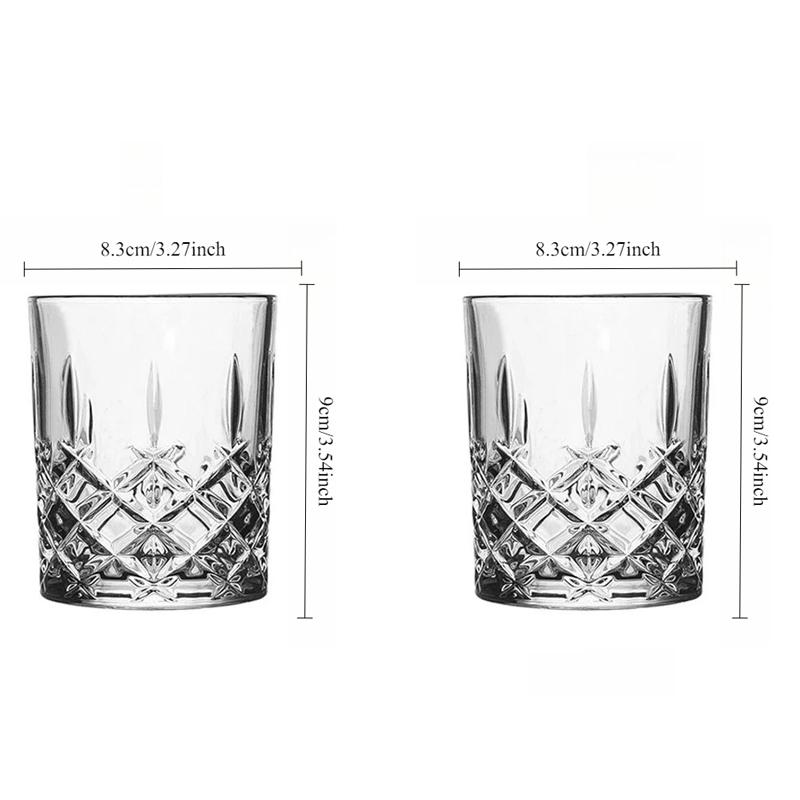 1pcs Party Whiskey Glass Juice Beverage Mugs Vintage Engraved Glass Cup Luxury Wine Glass Mojito Cocktail Mugs Outdoor Cutlery 2pcs