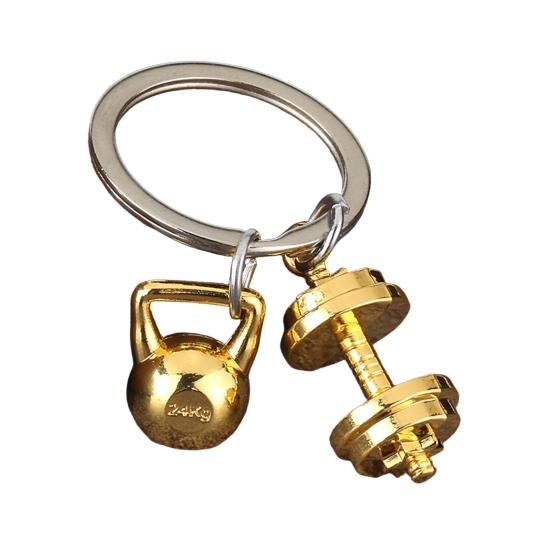 Keychain Pendant Metal Texture Weightlifting Charm Lightweight Portable Key Chain Backpack Bag Accessory