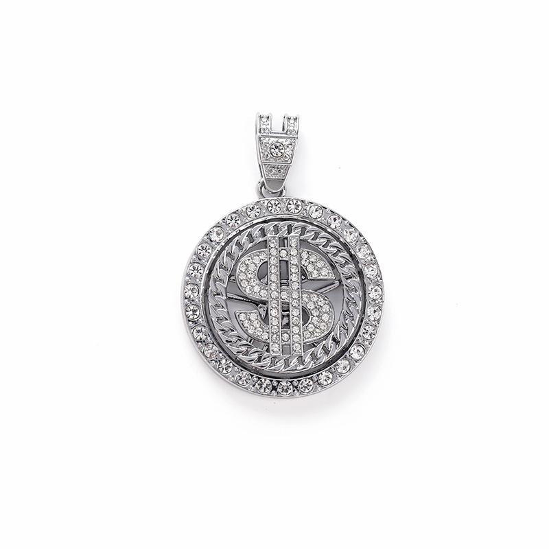 Hip Hop Spinning Dollar Pendant Jewelry Street Rap Rock Style Knife Necklace Jewelry
