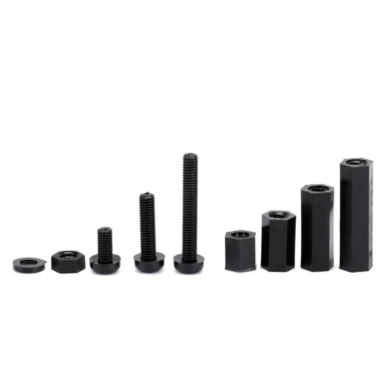 380Pcs Nylon Standoff Set with Spacers, Screws, and Nut 3mm Nylon Hexagonal Washer Nut with Storage Box Enduring