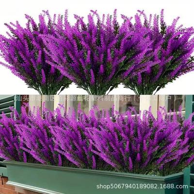 Lavender Flocking Wheat Ears Artificial Potted Plant - 5 Forks