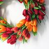 Artificial Flower Wreath 19.7 Inch Spring Summer Wreath with Green Leaves for Front Door Home Holiday Decor