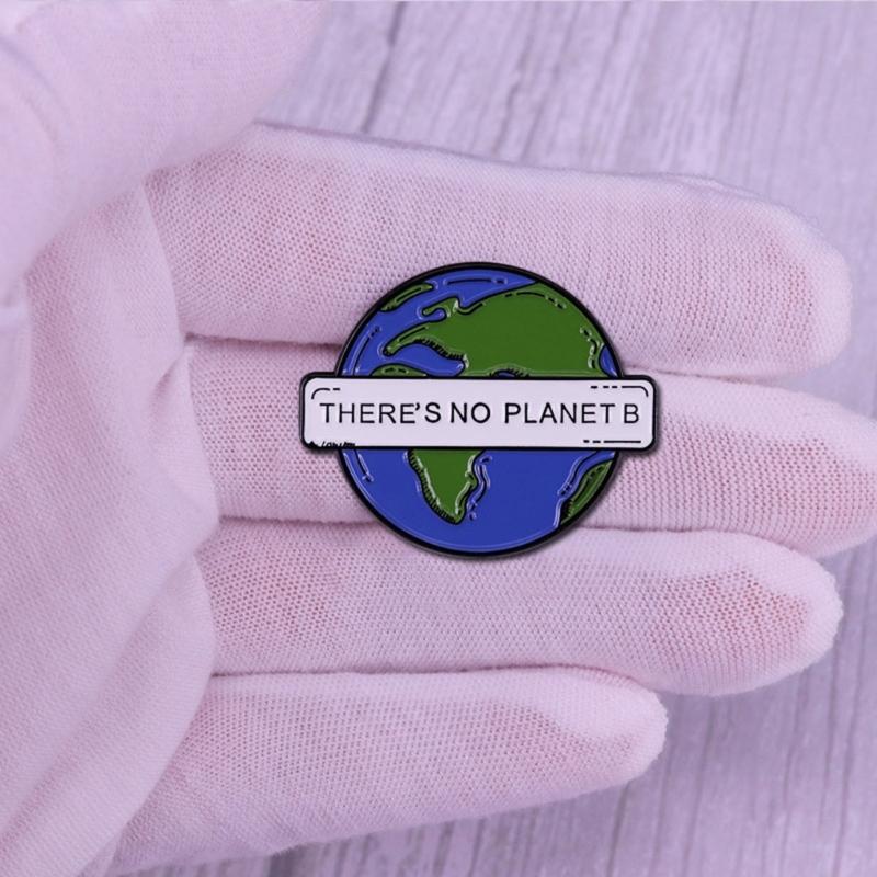 Save The Earth Environmental Sustainable There Is No Planet Climate Change Earth Enamel Pin Cute Earth Map Badge Brooch