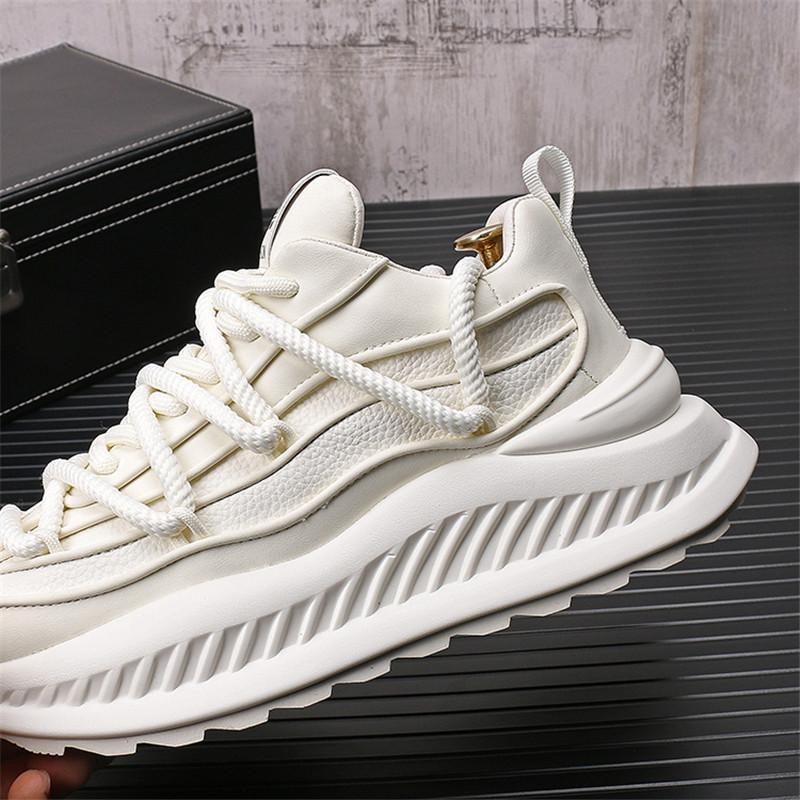 New Designer Men's White Black All Match Thick Bottom Causal Shoes Flats Moccasins Male Walking Sneakers Zapatos Hombre