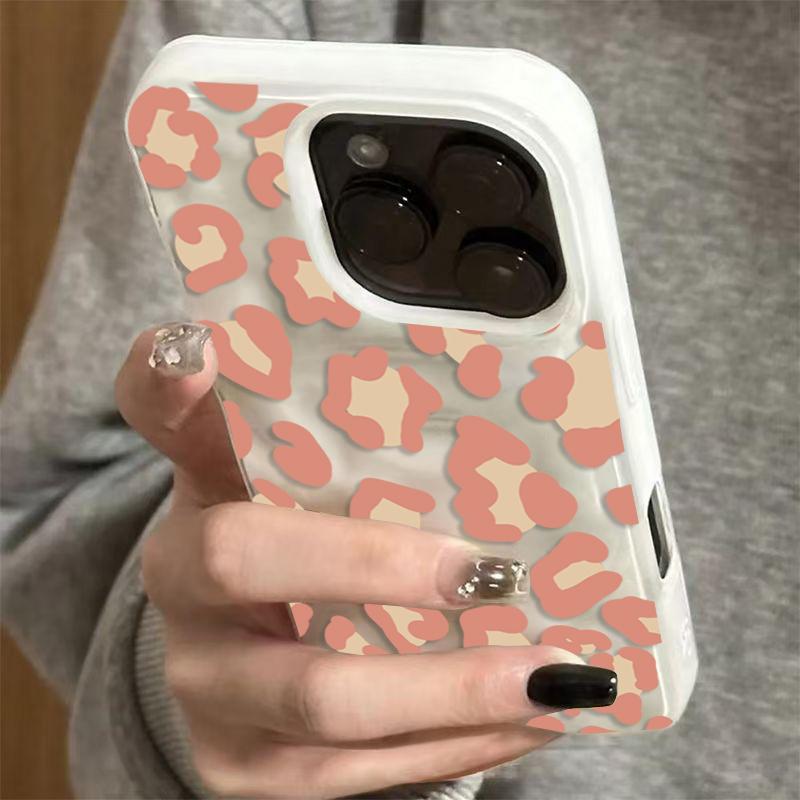 Rosa Leopardenmuster Falttextur Handyhülle Für iPhone 17 Pro Max Air 16E 16 Plus 15 14 13 12 11 Stoßfest Süßigkeiten Bumper Abdeckung