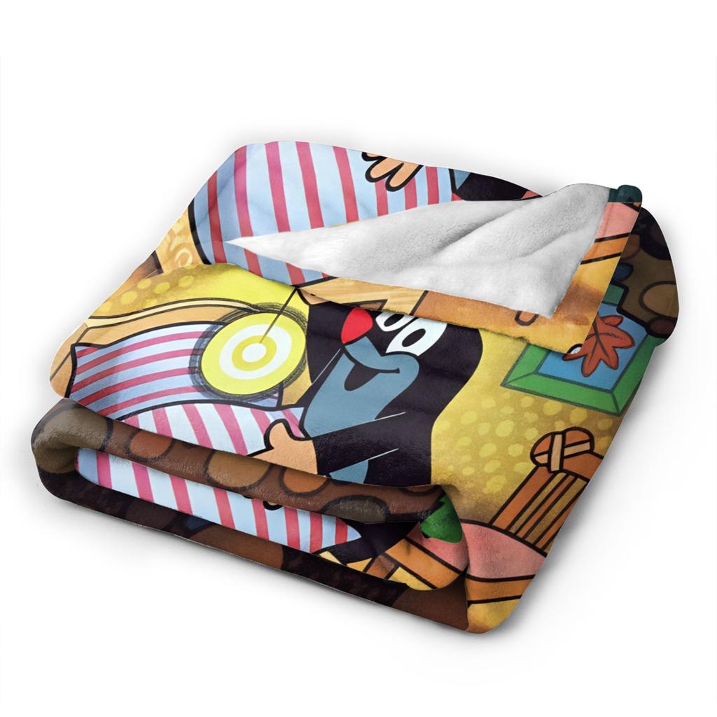Cartone animato ceco Krtek Talpa Coperta Calda per Divano Casa Coperta Estetica Autunno Viaggio Auto Flanella Copriletto