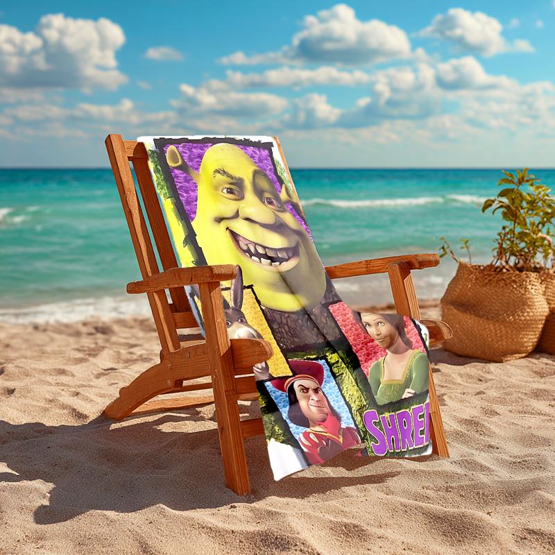 1pc Shrek3 Beach Towel, Comfortable and Thick, and Swimming/Bath/Picnic/Camping Towel, Suitable for Seaside Beaches