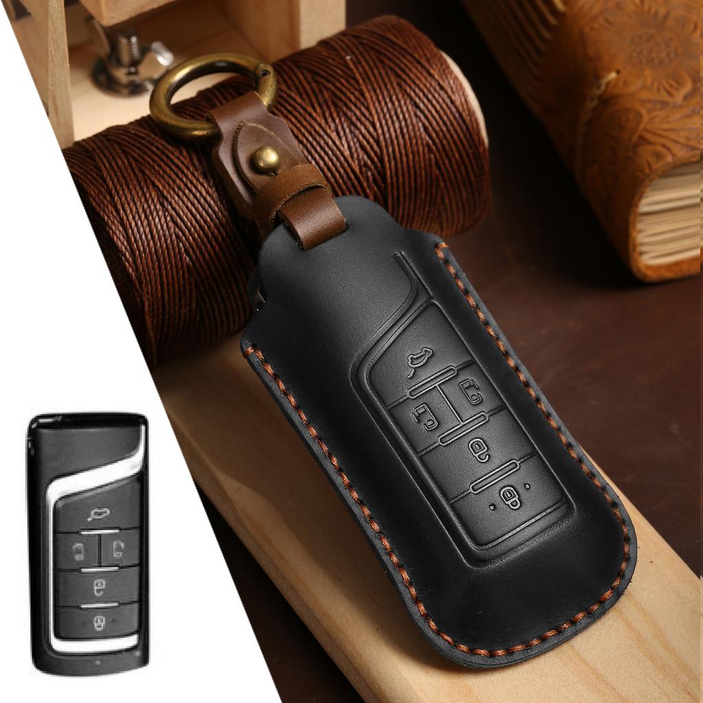 Leather Car Remote Key Case Cover For GAC Trumpchi GS7 GS8 GM8 GS5 GA6 GM6 2016 2017 2018 2019 2020 2021 2022 2023