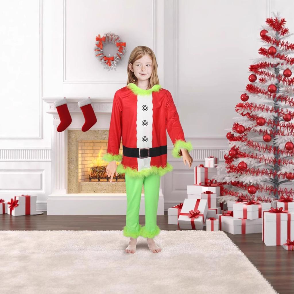 New Green Hair Monster Costume Grinch Children's Clothing Performance Clothing Fashion Show