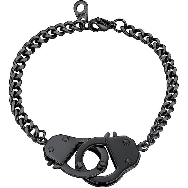 ChainsHouse Bracciale Link Manette per Uomo Donna, Oro 18K/Metallo Nero/Acciaio Inossidabile Biker Catena a Maglie Cubane Amicizia Migliori Amici Bracciali Statement