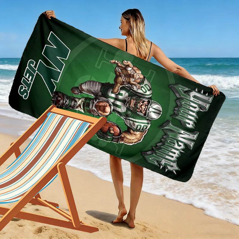 Name Custom New york jets Print Beach Towel, Large Soft Quick Dry Towel for Beach Camping Swimming