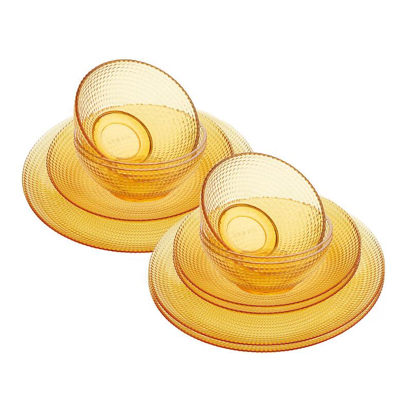 VISIONS Corning Amber Polka Dot 12-Piece Dinnerware Set