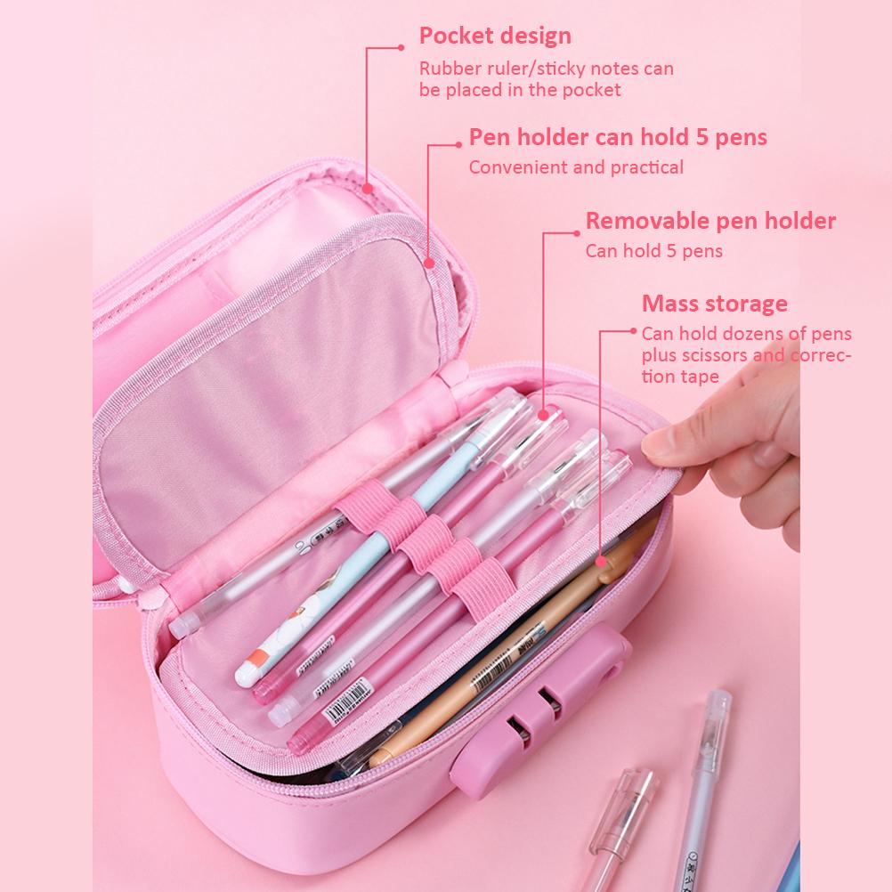 Estuche de Lápices con Cerradura de Gran Capacidad Estuche de Lápices Antirrobo Estuche de Lápices Escolar