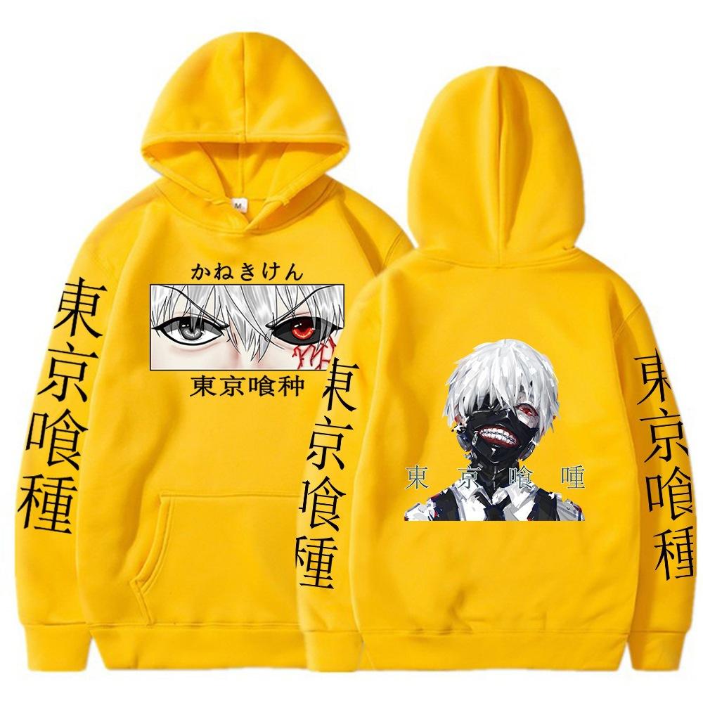 Ghost Graphic Cartoon Japanese Anime Print Pattern Hooded Sweater Male Hoodie Casual Hip-Hop Top