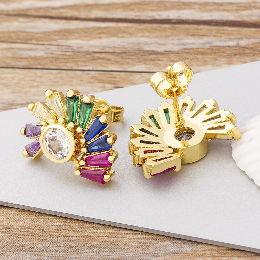 Nidin New Design Bohemian Rainbow Rhineston Crystal Earrings For Women Luxury Fashion Colorful Party Anniversary Jewelry Gifts