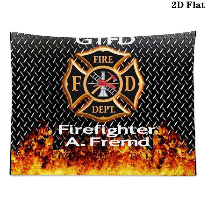 Firefighter Fire Rescue Wall Tapestry Aesthetic Wall Hanging Printed Fabric Blanket Decorative Tapestries for Bedroom Living Room Home Decor