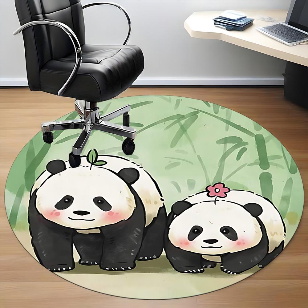 1pc Panda Pair Office Round Area Rug, Indoor Mat Suitable ForOffice, Under Office Chairs Bedroom Living Room Home Decor D014